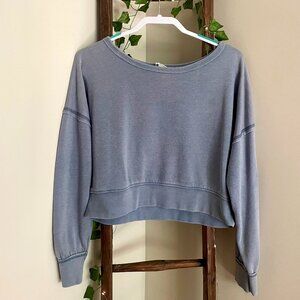 Dusty Blue Sweatshirt Crop with Scoop Neck